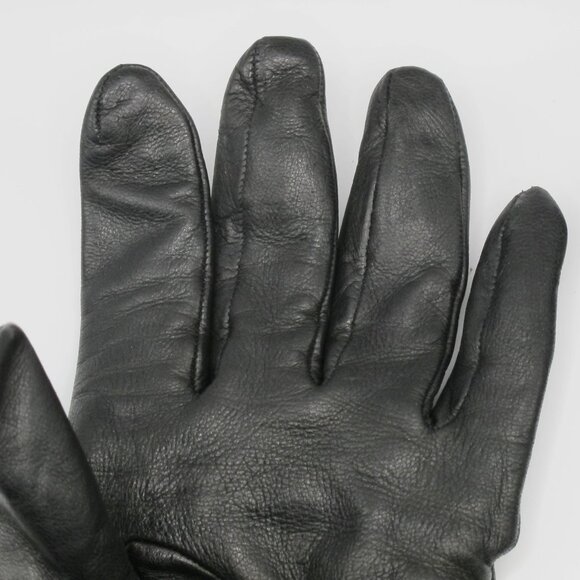 Neiman Marcus black leather ladies glove, silk lined, 8 - Picture 3 of 6